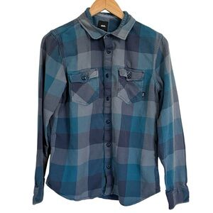 Vans Long Sleeve Plaid Blue Multicolor Flannel Shirt Size Men’s Size Medium